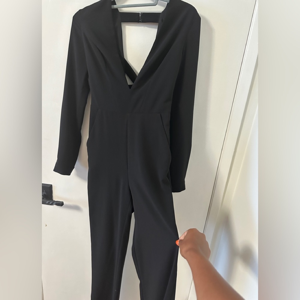 Bebe x Naven Black Long Sleeve Criss Cross Jumpsuit - Picture 8 of 10